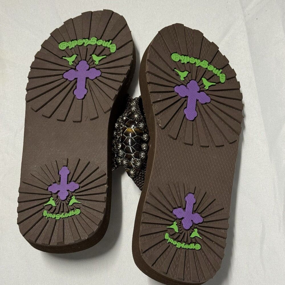 Gypsy Soule Studded Snakeskin Flip Flops Women’s SZ 7 Brown, Western, Sandals - Picture 15 of 16